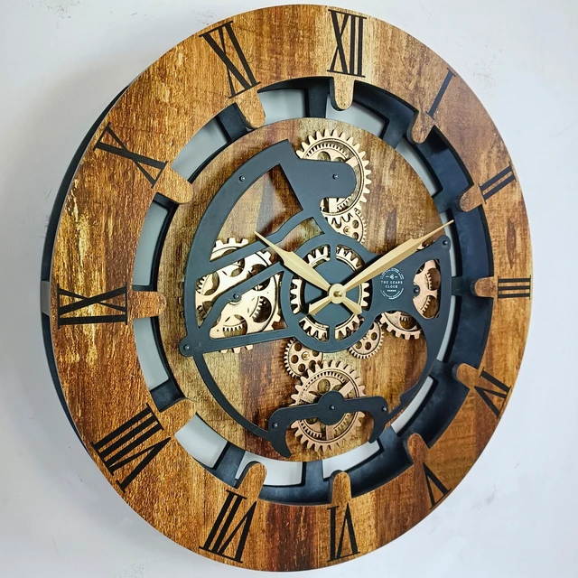Alt view image 5 of 6 - CANADA LINE WALL CLOCK ROUND 24 INCH VINTAGE BROWN