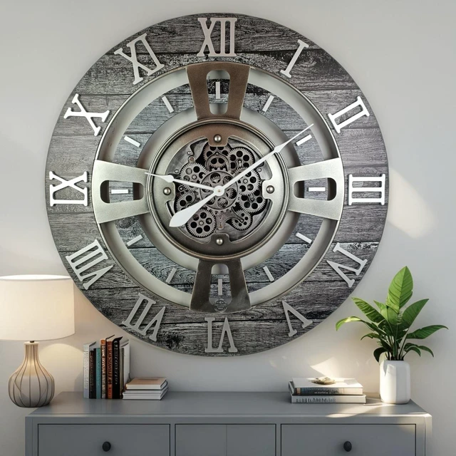 Main image of ENGLAND LINE WALL CLOCK ROUND 36 INCH CARBON GREY