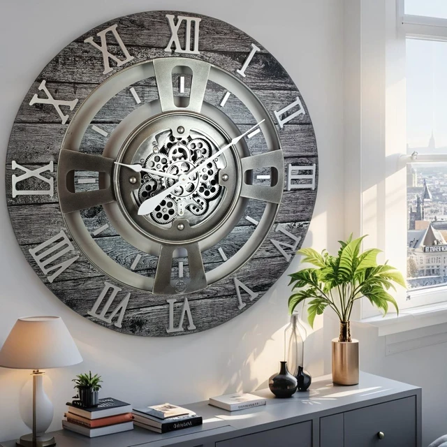 Alt view image 4 of 6 - ENGLAND LINE WALL CLOCK ROUND 36 INCH CARBON GREY