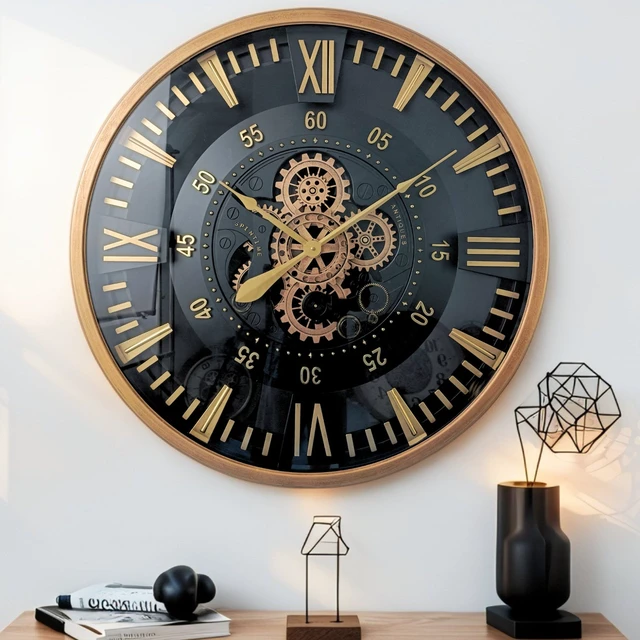 Alt view image 2 of 4 - FINLAND LINE WALL CLOCK ROUND 32 INCH "TAMPERE" BROWN-BLACK