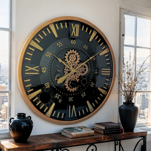 Alt view image 3 of 4 - FINLAND LINE WALL CLOCK ROUND 32 INCH "TAMPERE" BROWN-BLACK