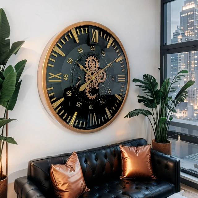 Alt view image 4 of 4 - FINLAND LINE WALL CLOCK ROUND 32 INCH "TAMPERE" BROWN-BLACK