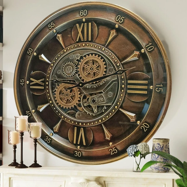 Main image of IRELAND LINE WALL CLOCK ROUND 24 INCH "WATERFORD" DARK-BRONZE