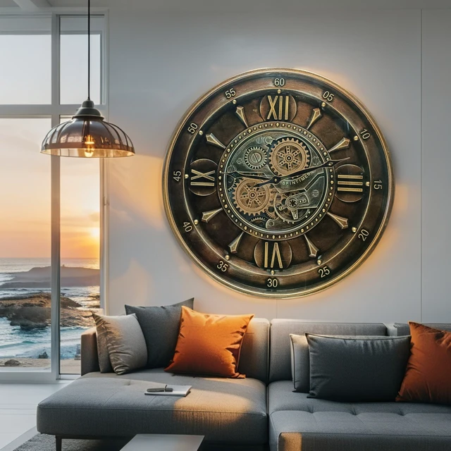 Alt view image 5 of 6 - IRELAND LINE WALL CLOCK ROUND 24 INCH "WATERFORD" DARK-BRONZE
