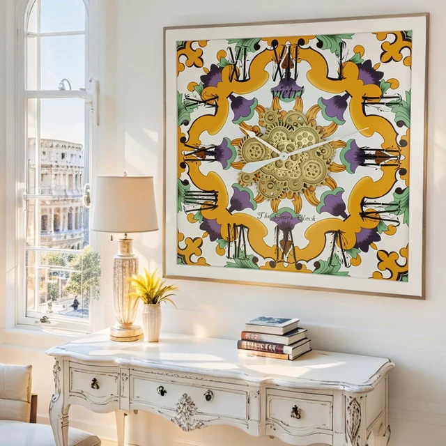 Alt view image 6 of 6 - ITALY LINE WALL CLOCK SQUARE 36 INCH VIETRI