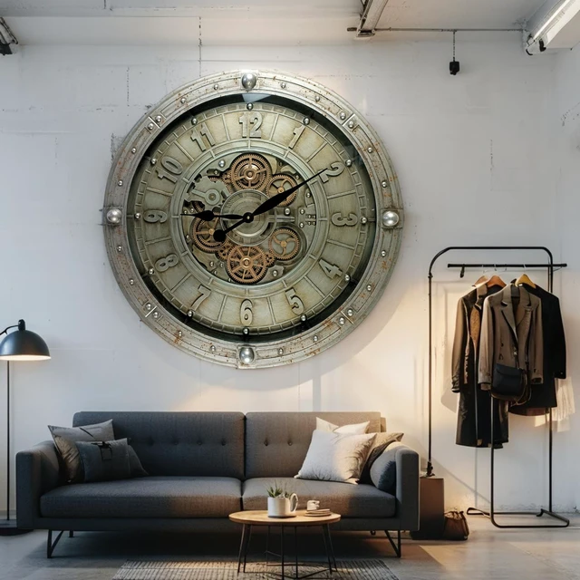 Alt view image 4 of 6 - LUXEMBOURG LINE WALL CLOCK ROUND 27 INCH "KIRCHBERG" SILVER-ANTIQUE