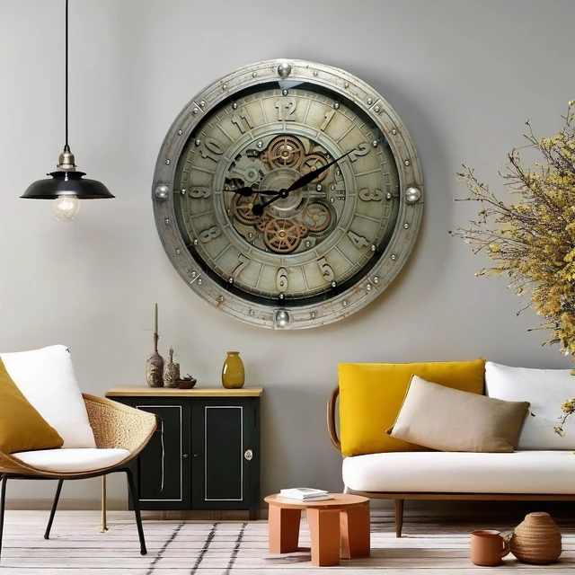 Alt view image 5 of 6 - LUXEMBOURG LINE WALL CLOCK ROUND 27 INCH "KIRCHBERG" SILVER-ANTIQUE