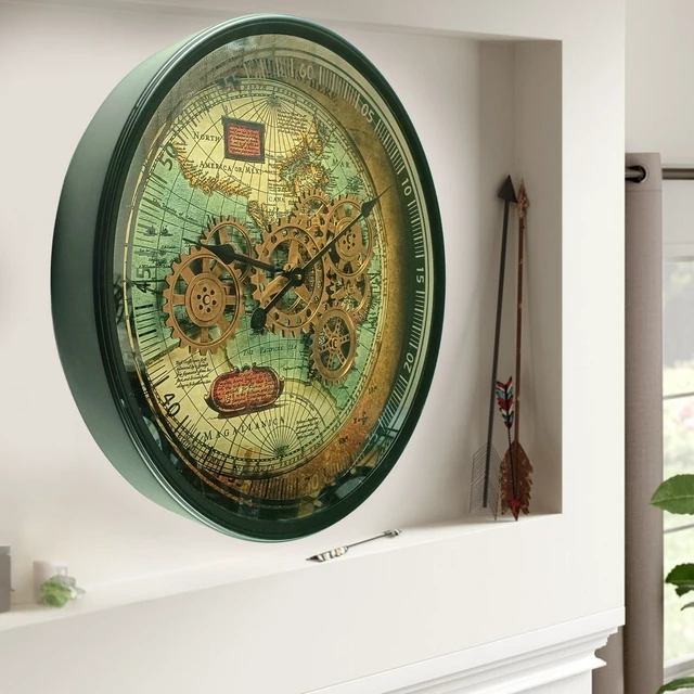 Alt view image 2 of 5 - PORTUGAL LINE WALL CLOCK ROUND 24 INCH "BRAGA" BLACK-ANTIQUE
