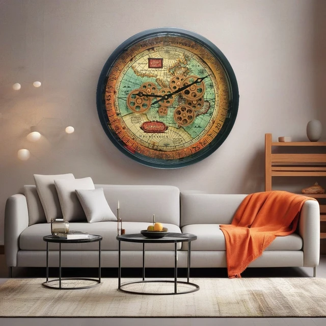 Alt view image 4 of 5 - PORTUGAL LINE WALL CLOCK ROUND 24 INCH "BRAGA" BLACK-ANTIQUE
