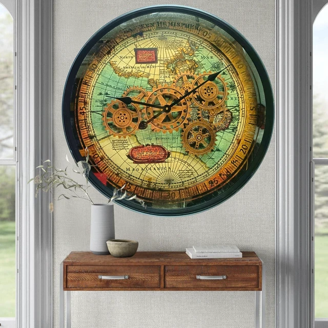 Alt view image 5 of 5 - PORTUGAL LINE WALL CLOCK ROUND 24 INCH "BRAGA" BLACK-ANTIQUE