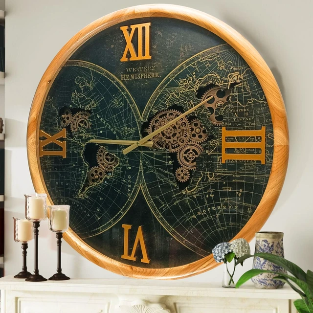 Main image of PORTUGAL LINE WALL CLOCK ROUND 24 INCH "PORTO" WOOD-BLACK