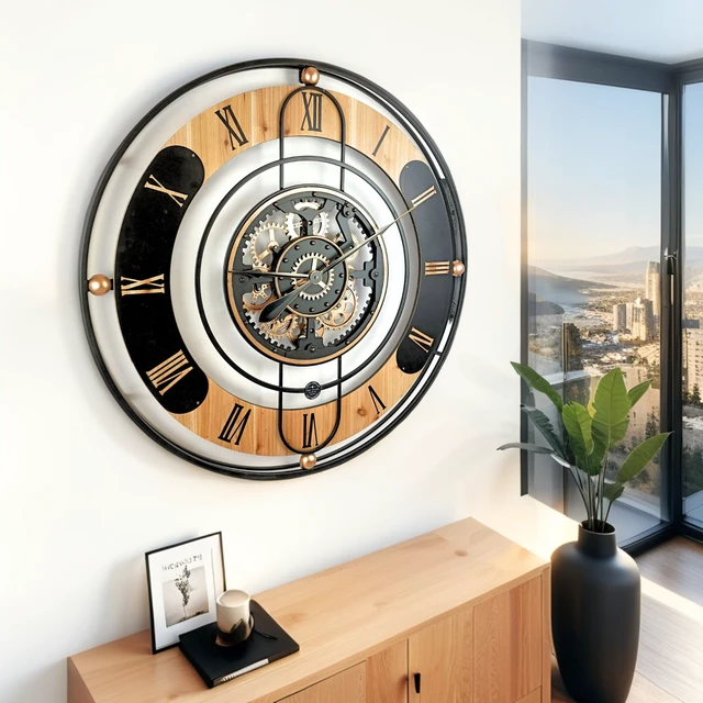 Alt view image 3 of 6 - SWITZERLAND LINE WALL CLOCK ROUND 36 INCH BLACK