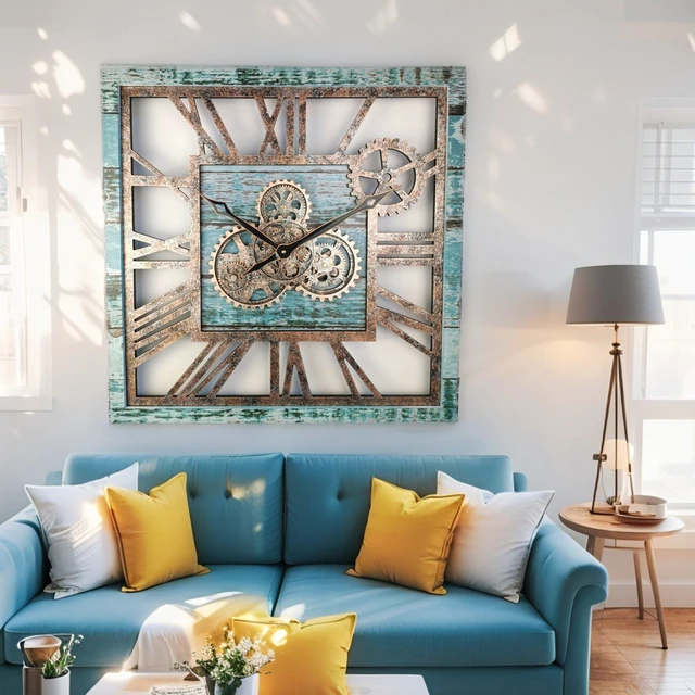Alt view image 4 of 6 - AMERICA LINE WALL CLOCK SQUARE 24 INCH AQUA GREEN