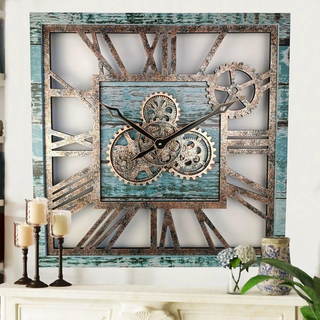 Alt view image 6 of 6 - AMERICA LINE WALL CLOCK SQUARE 24 INCH AQUA GREEN