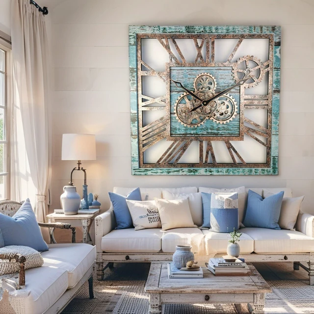 Alt view image 5 of 6 - AMERICA LINE WALL CLOCK SQUARE 24 INCH AQUA GREEN