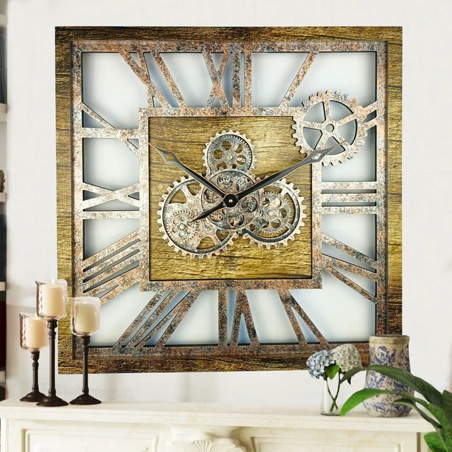 Main image of AMERICA LINE WALL CLOCK SQUARE 24 INCH GOLD ANTIQUE
