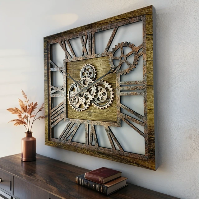 Alt view image 4 of 6 - AMERICA LINE WALL CLOCK SQUARE 24 INCH GOLD ANTIQUE