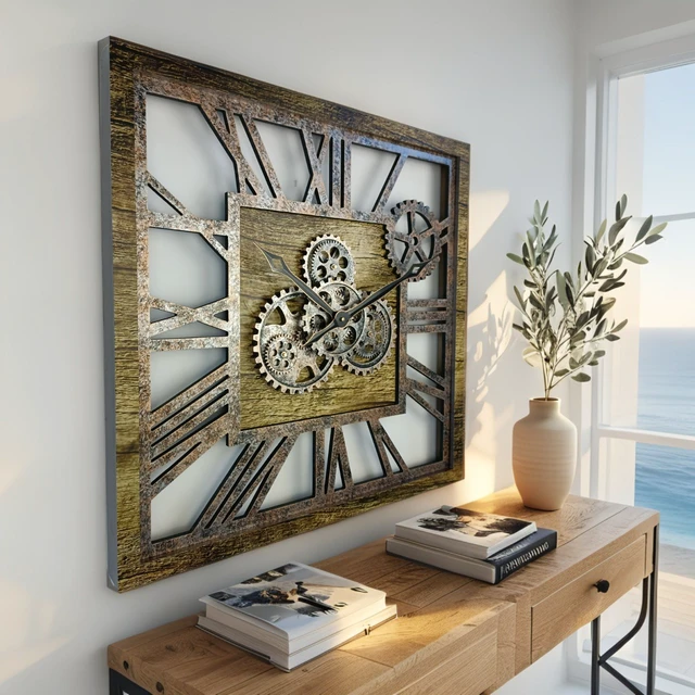 Alt view image 5 of 6 - AMERICA LINE WALL CLOCK SQUARE 24 INCH GOLD ANTIQUE