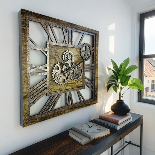 Alt view image 6 of 6 - AMERICA LINE WALL CLOCK SQUARE 24 INCH GOLD ANTIQUE