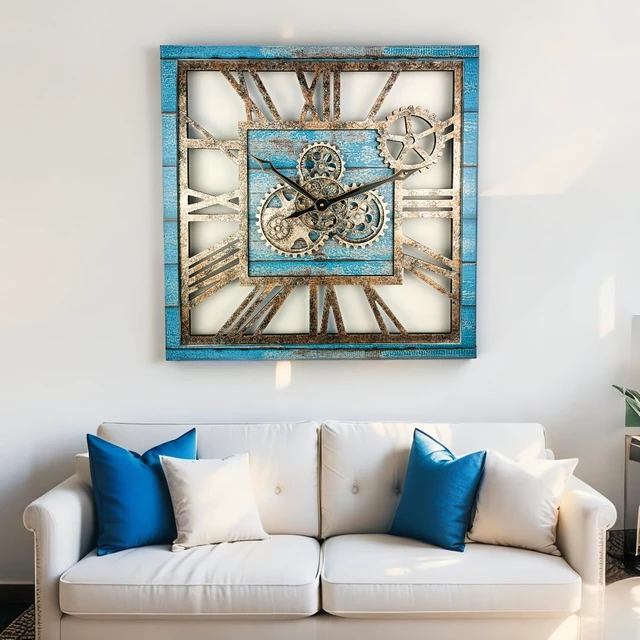 Alt view image 6 of 6 - AMERICA LINE WALL CLOCK SQUARE 24 INCH OCEAN BLUE