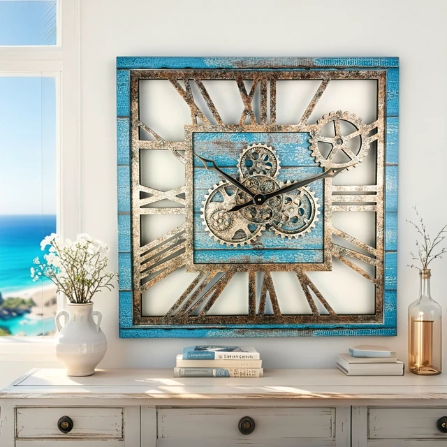 Alt view image 3 of 6 - AMERICA LINE WALL CLOCK SQUARE 24 INCH OCEAN BLUE
