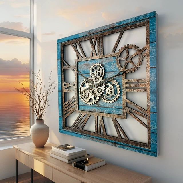 Alt view image 5 of 6 - AMERICA LINE WALL CLOCK SQUARE 24 INCH OCEAN BLUE