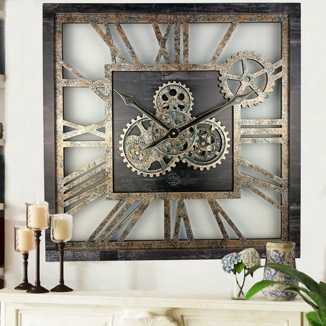 Main image of AMERICA LINE WALL CLOCK SQUARE 24 INCH VINTAGE BLACK