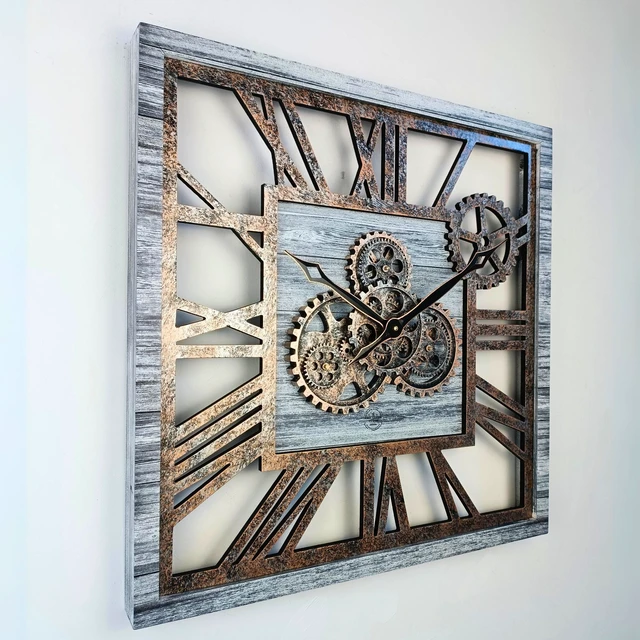 Alt view image 4 of 6 - AMERICA LINE WALL CLOCK SQUARE 24 INCH SILVER GREY