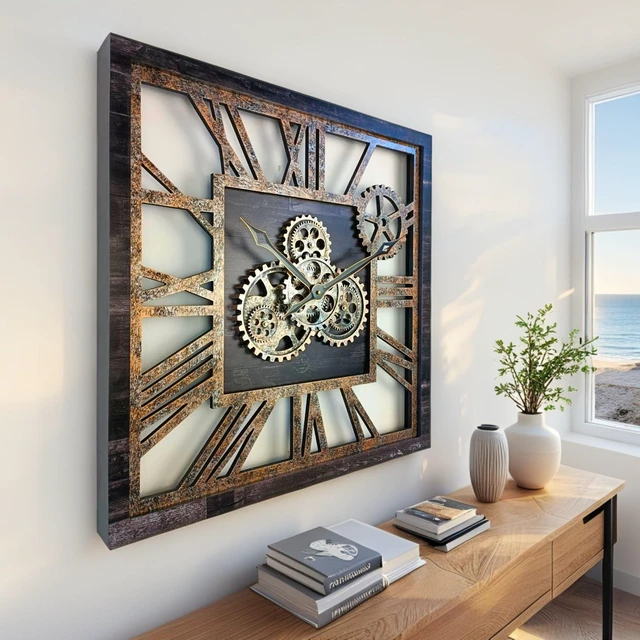 Alt view image 3 of 6 - AMERICA LINE WALL CLOCK SQUARE 24 INCH VINTAGE BLACK