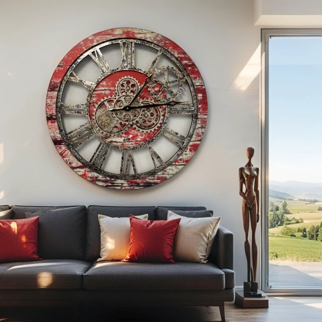 Alt view image 3 of 6 - AMERICA LINE WALL CLOCK ROUND 24 INCH RED LAVA