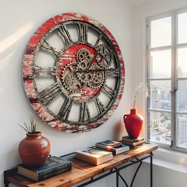 Alt view image 5 of 6 - AMERICA LINE WALL CLOCK ROUND 24 INCH RED LAVA