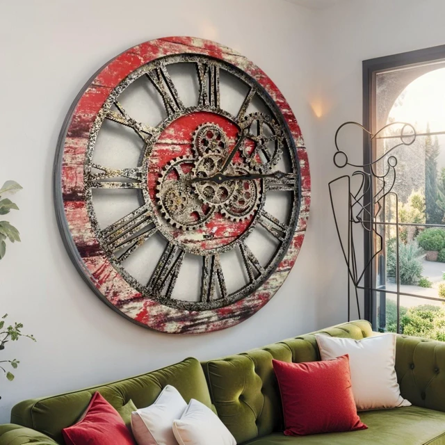 Alt view image 6 of 6 - AMERICA LINE WALL CLOCK ROUND 24 INCH RED LAVA