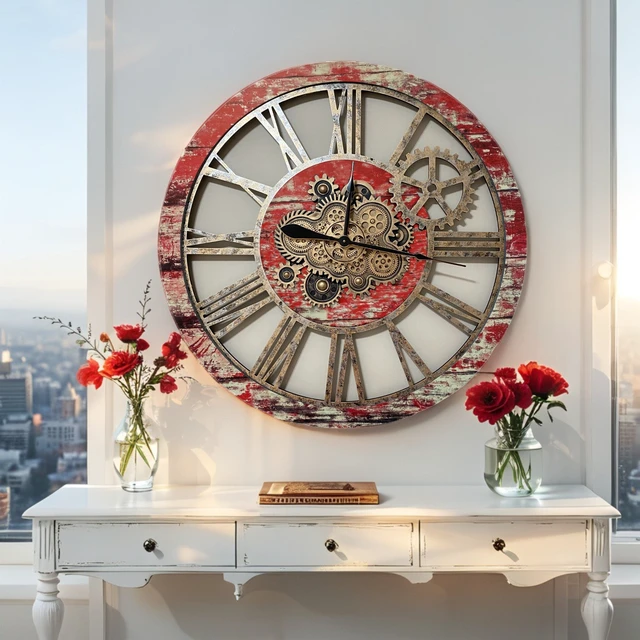 Alt view image 2 of 6 - AMERICA LINE WALL CLOCK ROUND 36 INCH RED LAVA