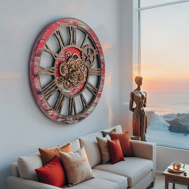 Alt view image 5 of 6 - AMERICA LINE WALL CLOCK ROUND 36 INCH RED LAVA