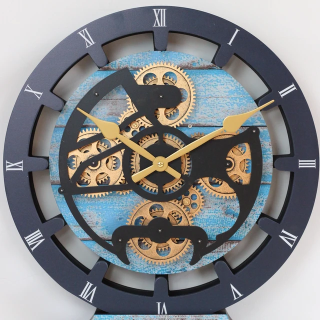 Alt view image 2 of 6 - CANADA LINE MANTEL CLOCK ROUND (HYBRID WALL) 16 INCH OCEAN BLUE