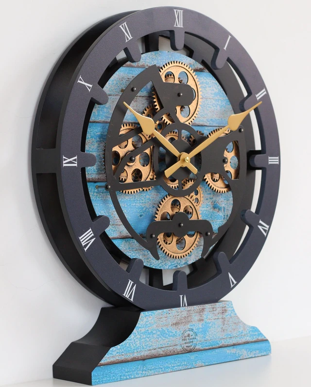 Alt view image 6 of 6 - CANADA LINE MANTEL CLOCK ROUND (HYBRID WALL) 16 INCH OCEAN BLUE