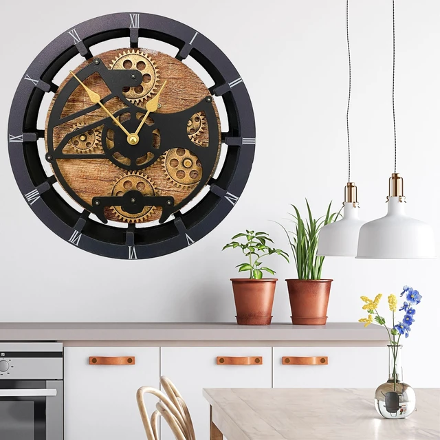 Alt view image 6 of 6 - CANADA LINE MANTEL CLOCK ROUND (HYBRID WALL) 16 INCH VINTAGE BROWN