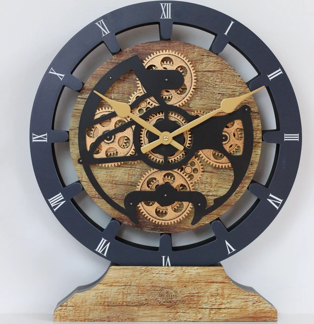 Alt view image 2 of 6 - CANADA LINE MANTEL CLOCK ROUND (HYBRID WALL) 16 INCH VINTAGE BROWN