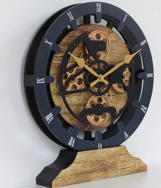 Alt view image 4 of 6 - CANADA LINE MANTEL CLOCK ROUND (HYBRID WALL) 16 INCH VINTAGE BROWN