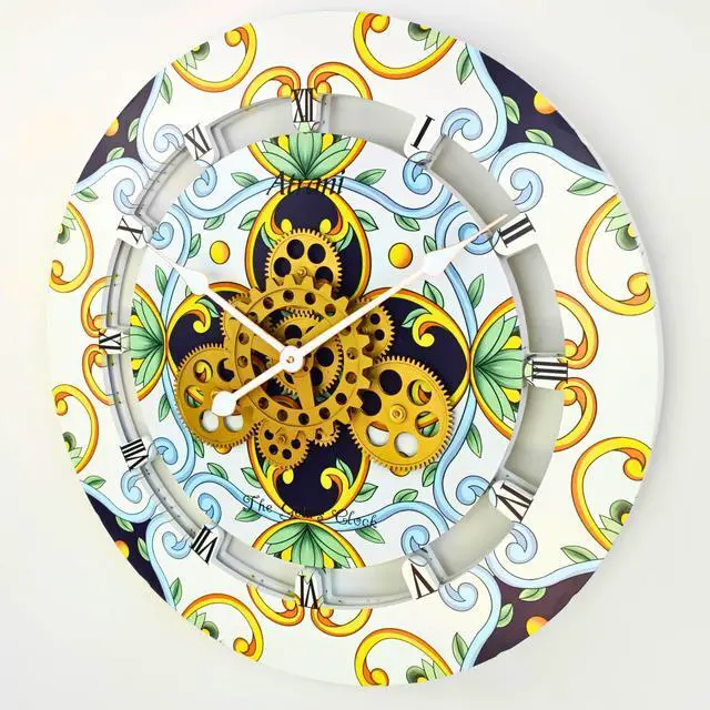 Alt view image 2 of 3 - The Gears Clock 24 inches Round Italy Collection Wall Clock with Moving Gears Atrani