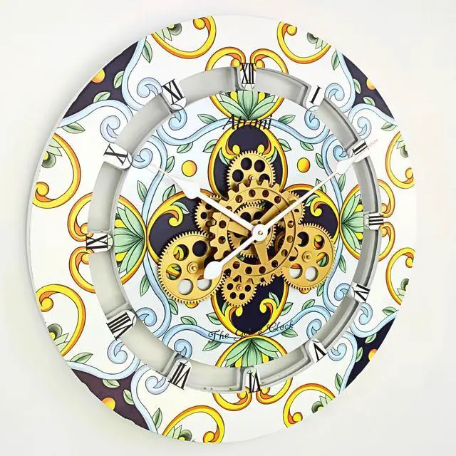 Alt view image 3 of 3 - The Gears Clock 24 inches Round Italy Collection Wall Clock with Moving Gears Atrani
