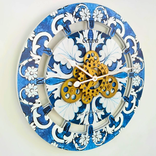 Alt view image 3 of 3 - The Gears Clock 24 inches Round Italy Collection Wall Clock with Moving Gears Cetara