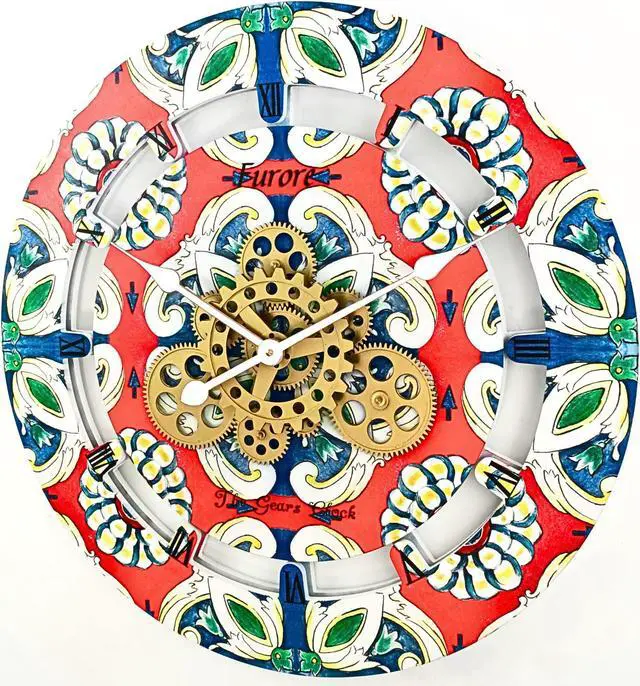 Alt view image 3 of 3 - The Gears Clock 24 inches Round Italy Collection Wall Clock with Moving Gears Furore