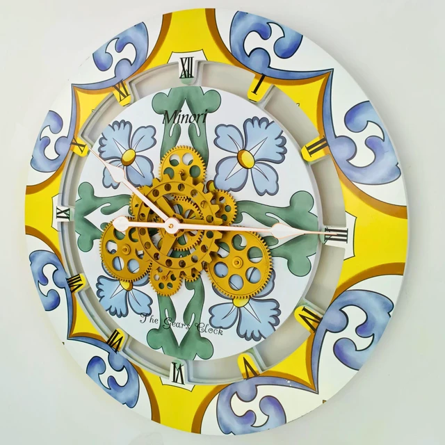 Alt view image 2 of 3 - The Gears Clock 24 inches Round Italy Collection Wall Clock with Moving Gears Minori