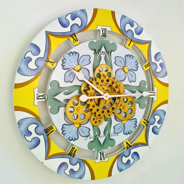 Alt view image 3 of 3 - The Gears Clock 24 inches Round Italy Collection Wall Clock with Moving Gears Minori