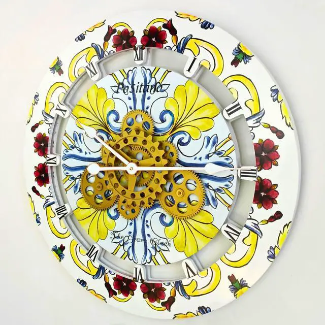 Alt view image 2 of 3 - The Gears Clock 24 inches Round Italy Collection Wall Clock with Moving Gears Positano