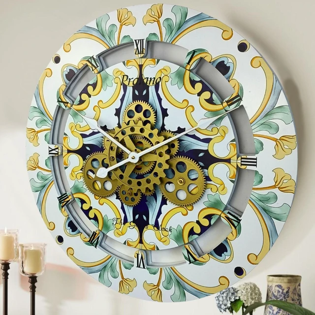 Main image of The Gears Clock 24 inches Round Italy Collection Wall Clock with Moving Gears Praiano