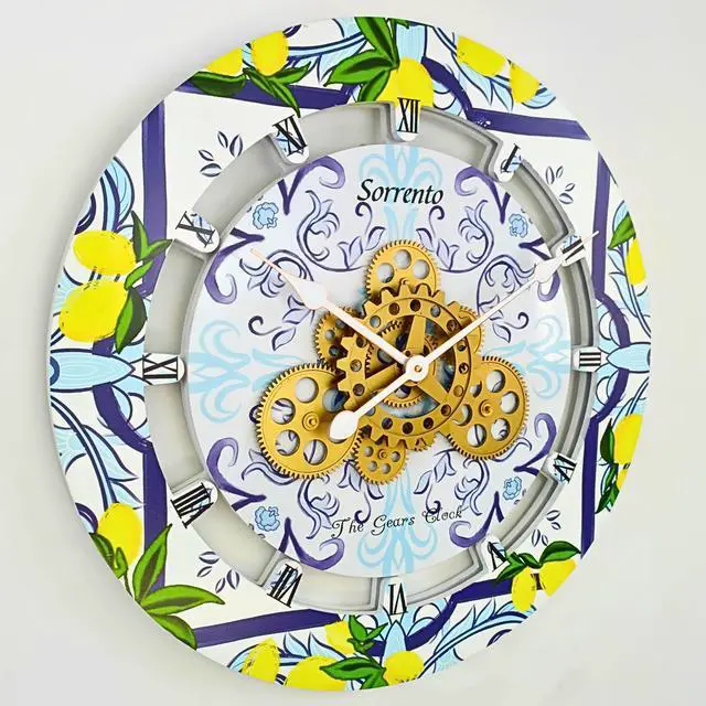 Alt view image 2 of 3 - The Gears Clock 24 inches Round Italy Collection Wall Clock with Moving Gears Sorrento