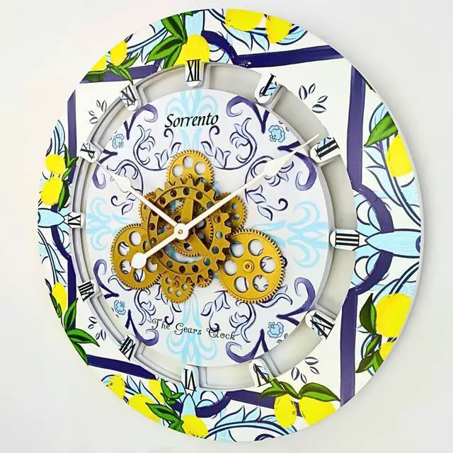Alt view image 3 of 3 - The Gears Clock 24 inches Round Italy Collection Wall Clock with Moving Gears Sorrento