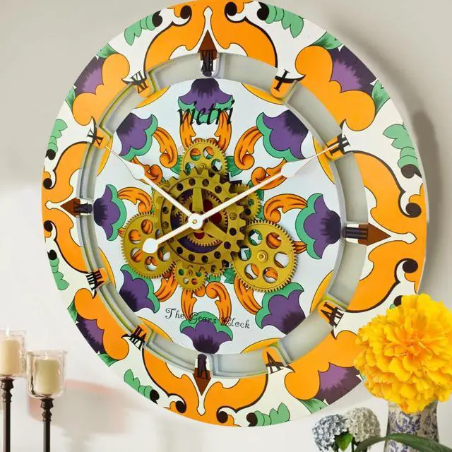 Main image of The Gears Clock 24 inches Round Italy Collection Wall Clock with Moving Gears Vietri